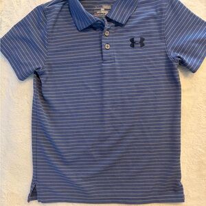Under Armour Boys Striped Polo in Blue and grey Sz youth medium